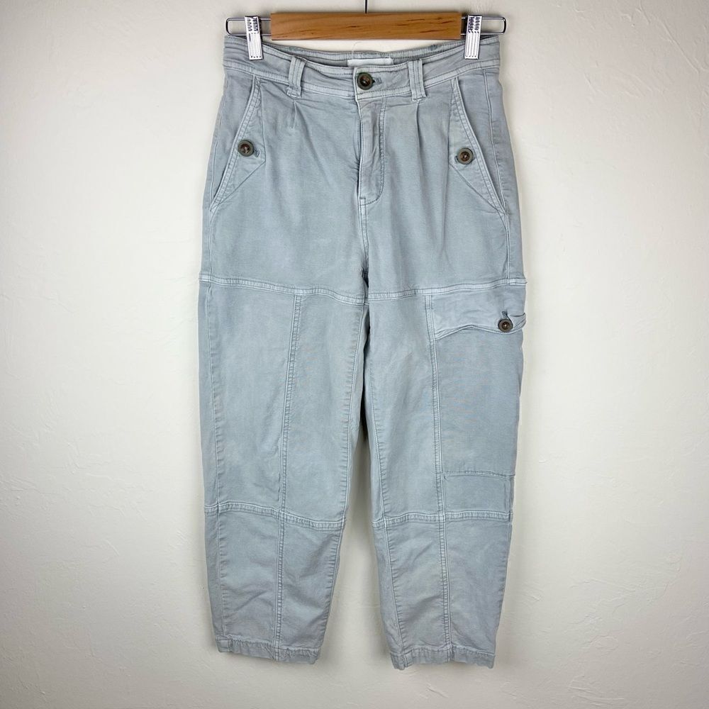 Anthropologie Cargo Straight Leg Crop Pant - Light Gray